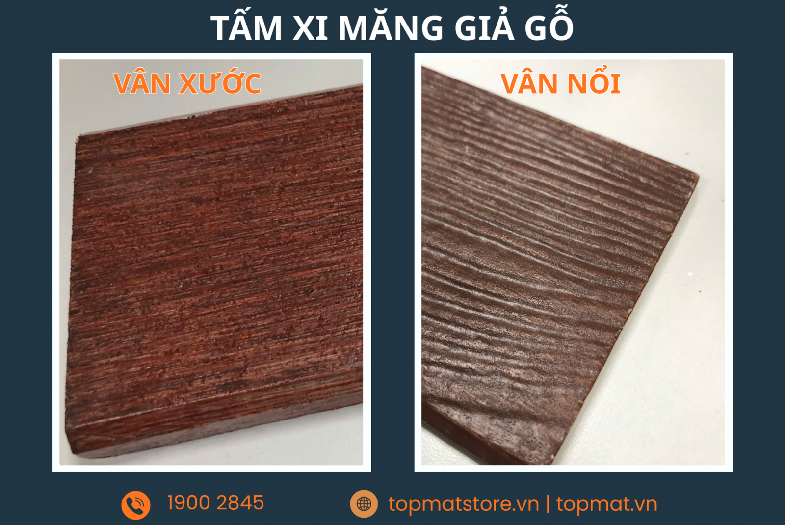 Tấm xi măng giả gỗ vân xước và vân nổi tạo hiệu ứng chiều sâu chân thật