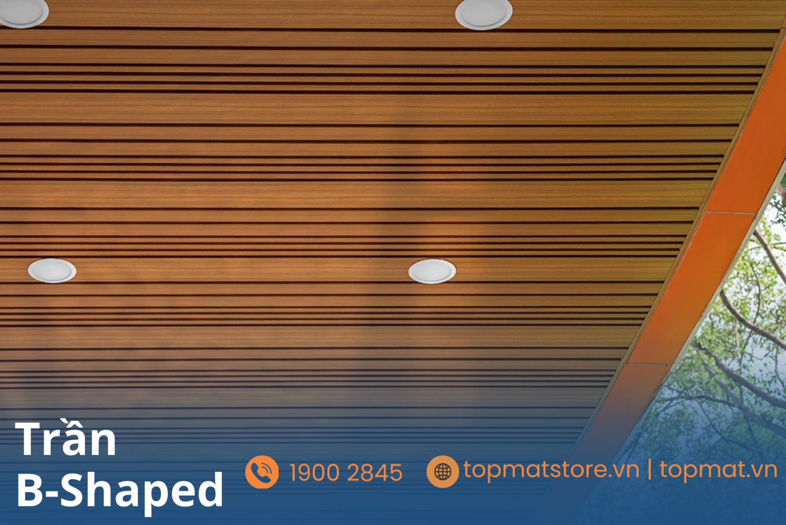 Trần nhôm B-Shaped kết hợp đèn với đa dạng kích thước 