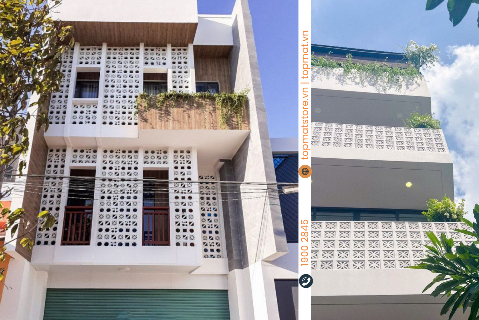 Gạch thông gió lấy ánh sáng tự nhiên mặt tiền 